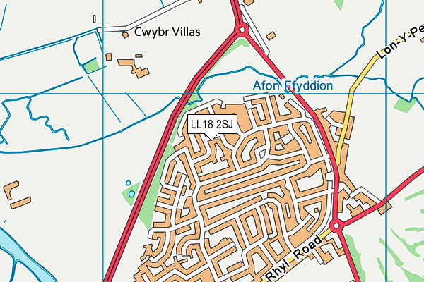 LL18 2SJ map - OS VectorMap District (Ordnance Survey)