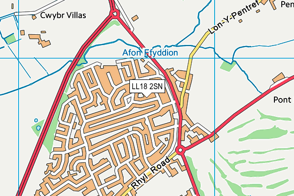 LL18 2SN map - OS VectorMap District (Ordnance Survey)