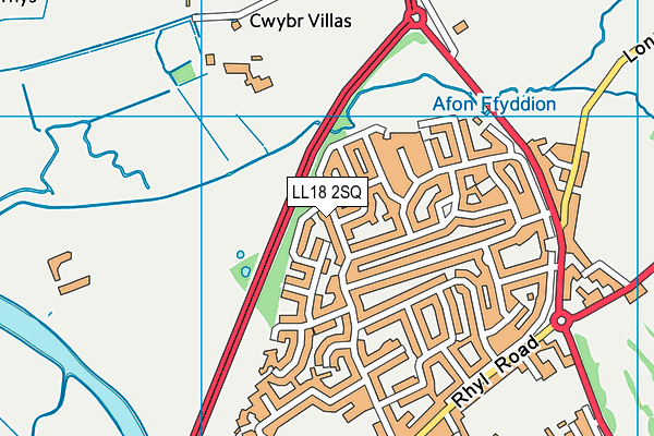 LL18 2SQ map - OS VectorMap District (Ordnance Survey)