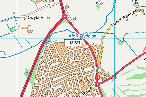 LL18 2ST map - OS VectorMap District (Ordnance Survey)