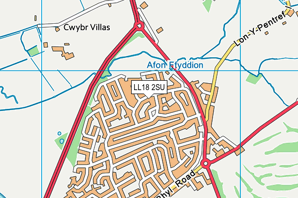 LL18 2SU map - OS VectorMap District (Ordnance Survey)