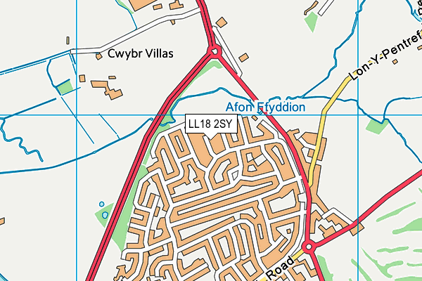 LL18 2SY map - OS VectorMap District (Ordnance Survey)