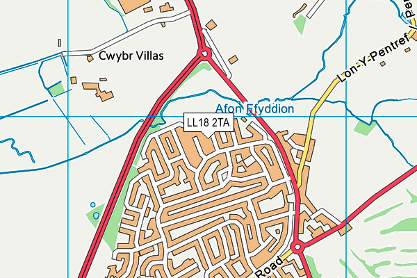 LL18 2TA map - OS VectorMap District (Ordnance Survey)