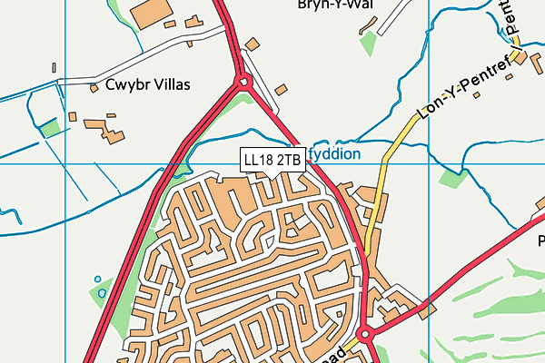 LL18 2TB map - OS VectorMap District (Ordnance Survey)