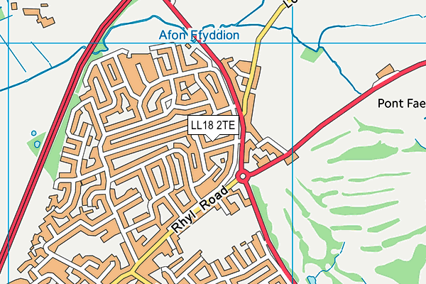 LL18 2TE map - OS VectorMap District (Ordnance Survey)