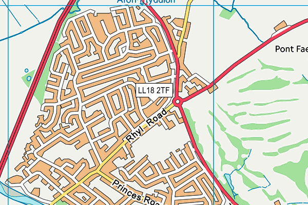 LL18 2TF map - OS VectorMap District (Ordnance Survey)