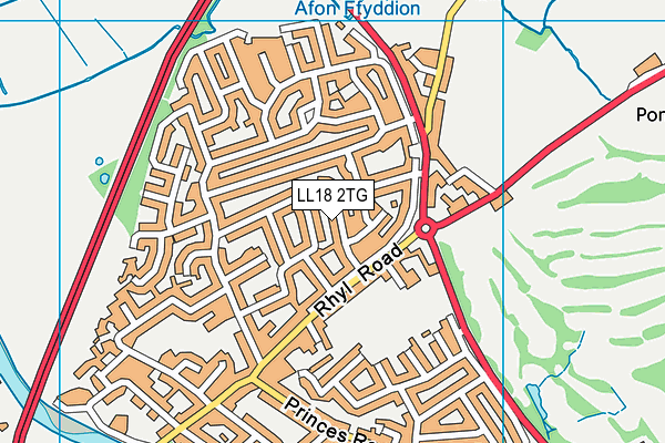 LL18 2TG map - OS VectorMap District (Ordnance Survey)