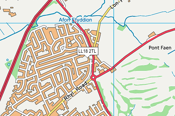 LL18 2TL map - OS VectorMap District (Ordnance Survey)