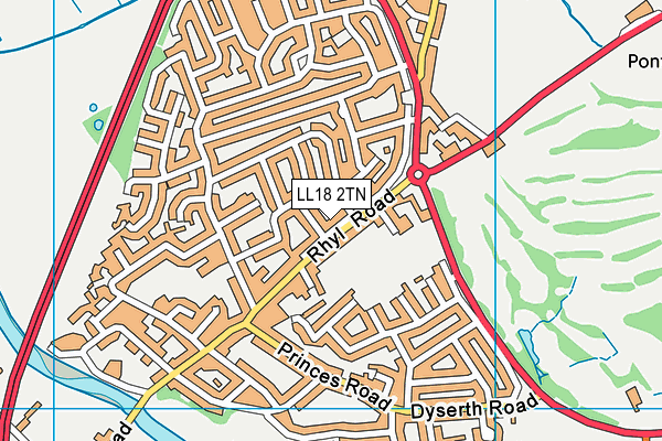 LL18 2TN map - OS VectorMap District (Ordnance Survey)