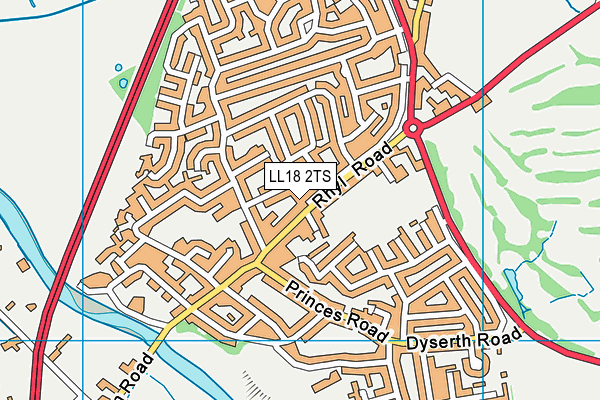 LL18 2TS map - OS VectorMap District (Ordnance Survey)