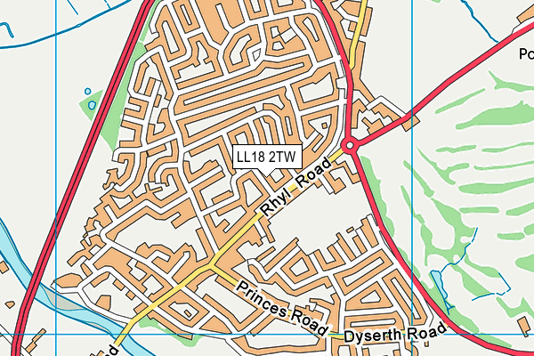 LL18 2TW map - OS VectorMap District (Ordnance Survey)