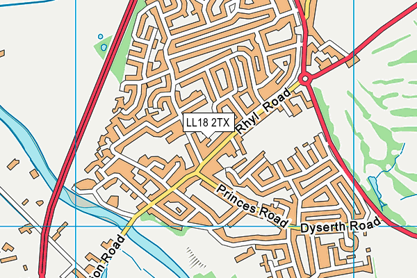 LL18 2TX map - OS VectorMap District (Ordnance Survey)