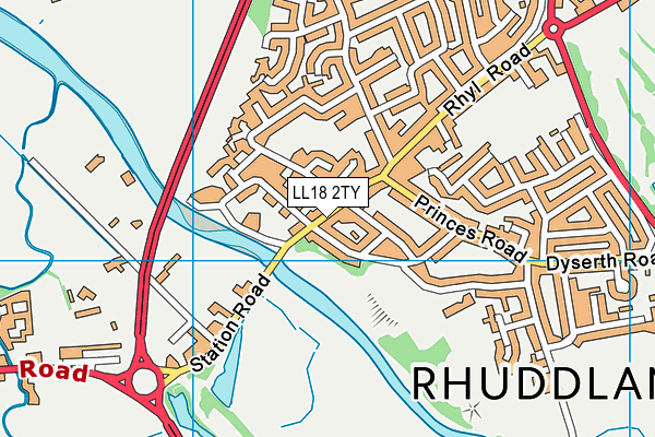 LL18 2TY map - OS VectorMap District (Ordnance Survey)