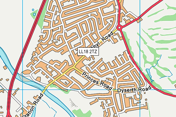 LL18 2TZ map - OS VectorMap District (Ordnance Survey)