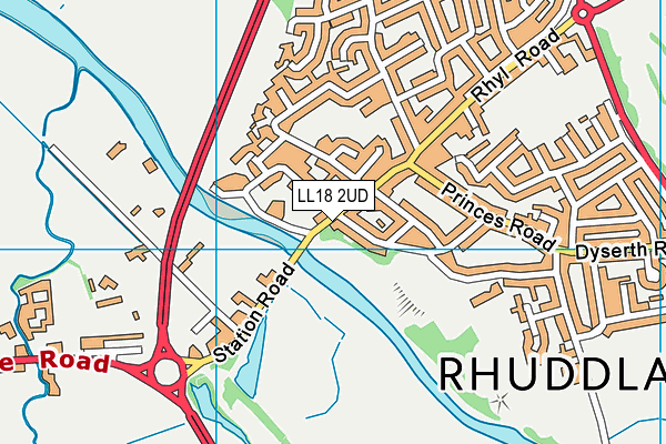 LL18 2UD map - OS VectorMap District (Ordnance Survey)