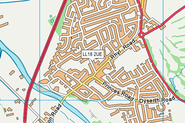 LL18 2UE map - OS VectorMap District (Ordnance Survey)