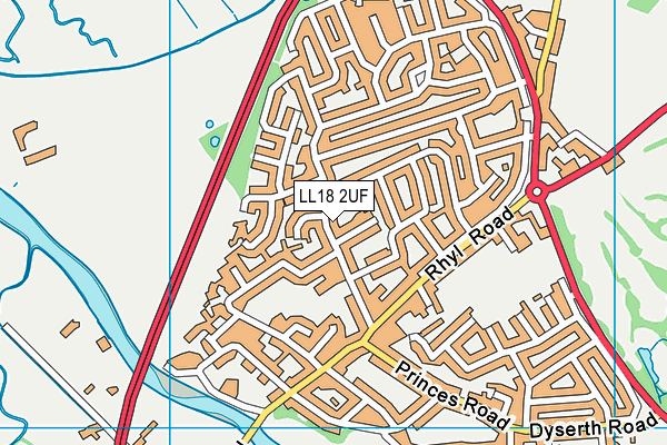 LL18 2UF map - OS VectorMap District (Ordnance Survey)