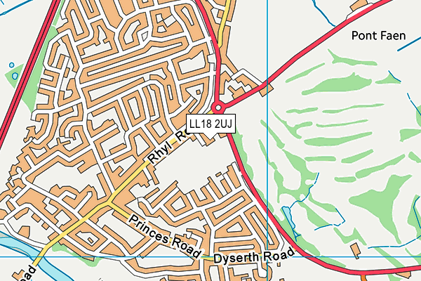 LL18 2UJ map - OS VectorMap District (Ordnance Survey)