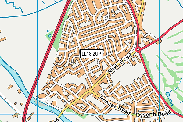 LL18 2UP map - OS VectorMap District (Ordnance Survey)