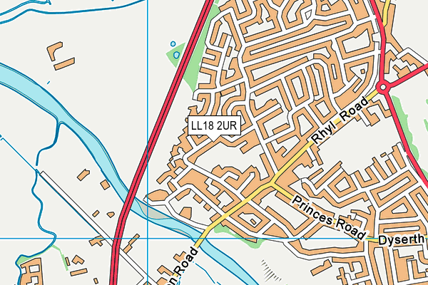 LL18 2UR map - OS VectorMap District (Ordnance Survey)