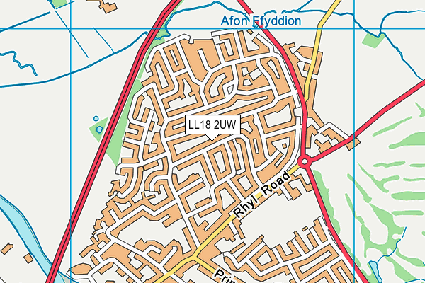 LL18 2UW map - OS VectorMap District (Ordnance Survey)