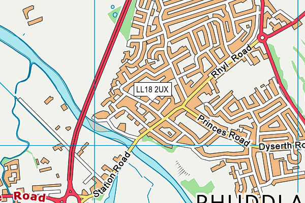 LL18 2UX map - OS VectorMap District (Ordnance Survey)