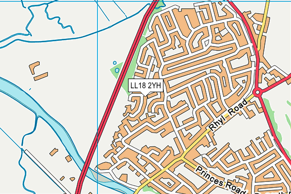 LL18 2YH map - OS VectorMap District (Ordnance Survey)