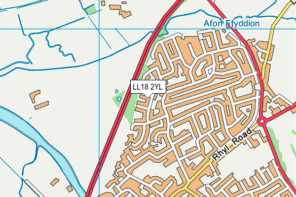 LL18 2YL map - OS VectorMap District (Ordnance Survey)