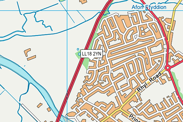 LL18 2YN map - OS VectorMap District (Ordnance Survey)