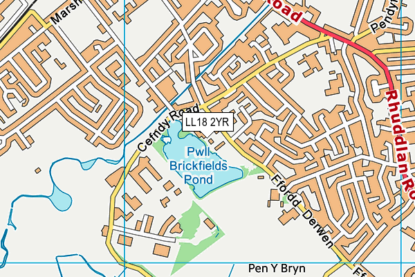 LL18 2YR map - OS VectorMap District (Ordnance Survey)
