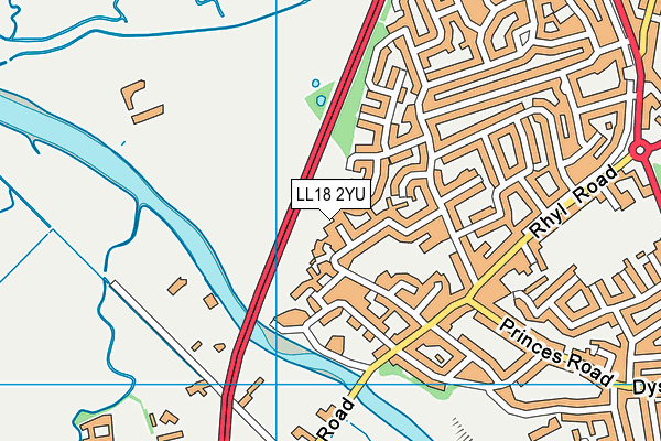 LL18 2YU map - OS VectorMap District (Ordnance Survey)