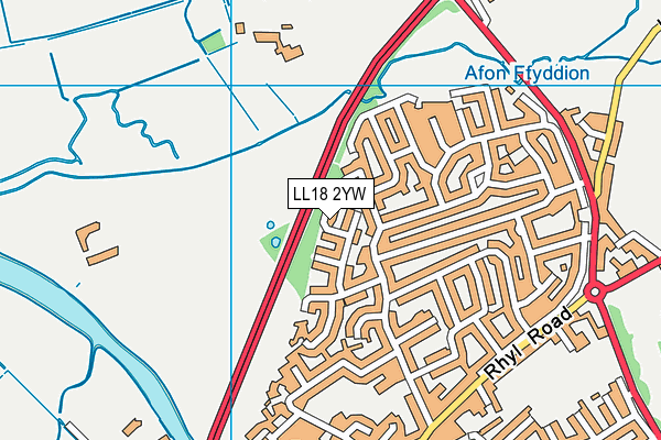 LL18 2YW map - OS VectorMap District (Ordnance Survey)