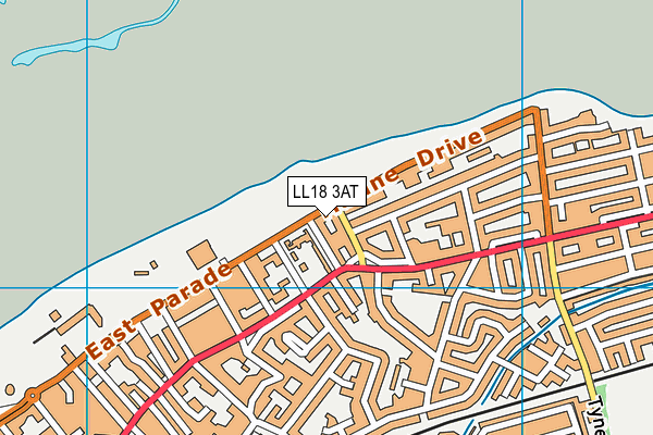 LL18 3AT map - OS VectorMap District (Ordnance Survey)