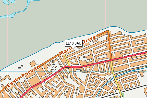 LL18 3AU map - OS VectorMap District (Ordnance Survey)