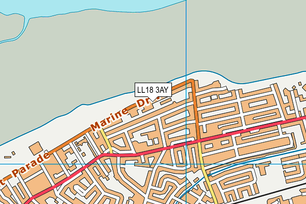 LL18 3AY map - OS VectorMap District (Ordnance Survey)