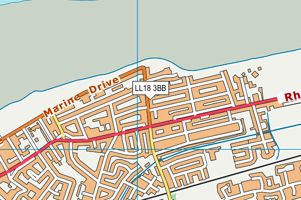 LL18 3BB map - OS VectorMap District (Ordnance Survey)