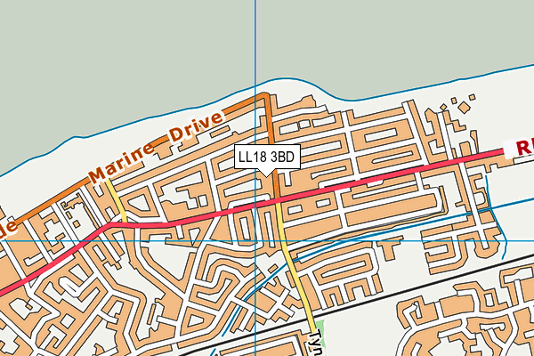 LL18 3BD map - OS VectorMap District (Ordnance Survey)