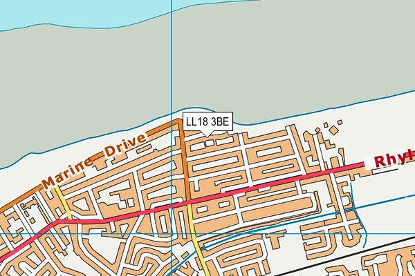 LL18 3BE map - OS VectorMap District (Ordnance Survey)