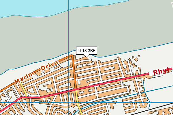 LL18 3BF map - OS VectorMap District (Ordnance Survey)