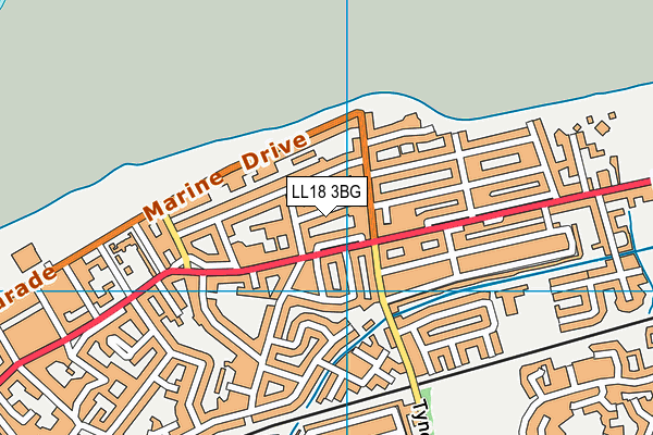 LL18 3BG map - OS VectorMap District (Ordnance Survey)