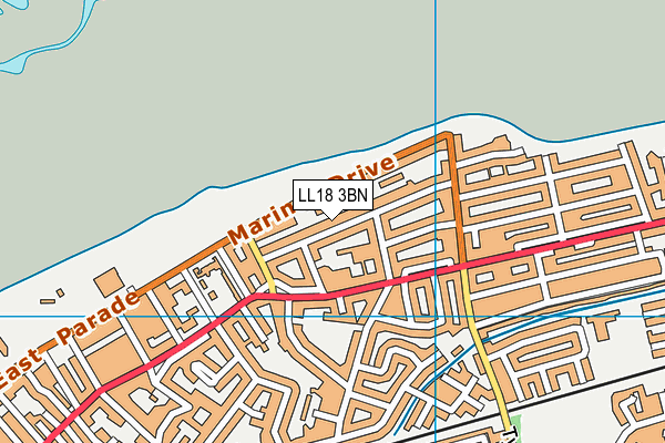 LL18 3BN map - OS VectorMap District (Ordnance Survey)