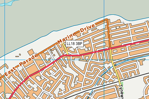 LL18 3BP map - OS VectorMap District (Ordnance Survey)
