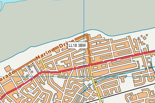 LL18 3BW map - OS VectorMap District (Ordnance Survey)