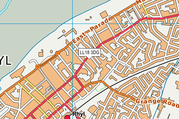 LL18 3DG map - OS VectorMap District (Ordnance Survey)