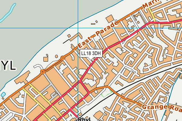 LL18 3DH map - OS VectorMap District (Ordnance Survey)