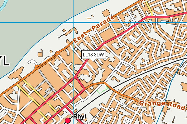 LL18 3DW map - OS VectorMap District (Ordnance Survey)