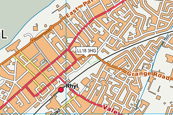 LL18 3HG map - OS VectorMap District (Ordnance Survey)