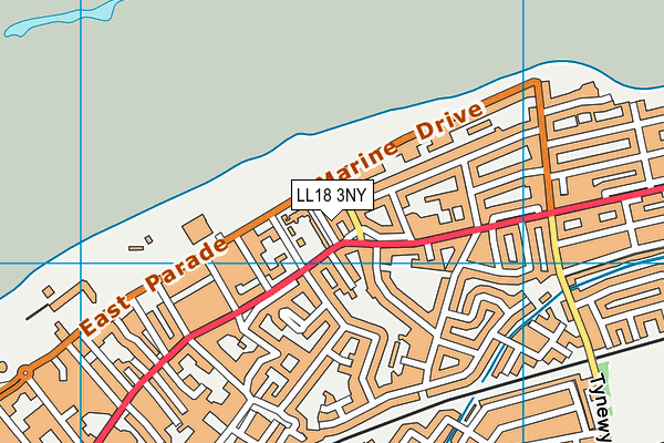 LL18 3NY map - OS VectorMap District (Ordnance Survey)