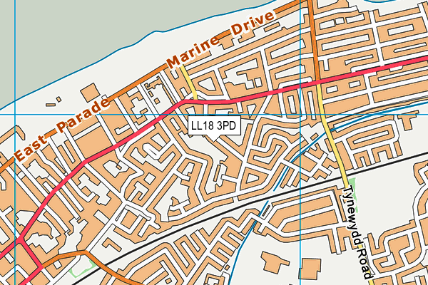 LL18 3PD map - OS VectorMap District (Ordnance Survey)