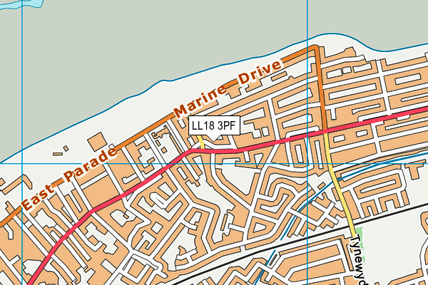 LL18 3PF map - OS VectorMap District (Ordnance Survey)